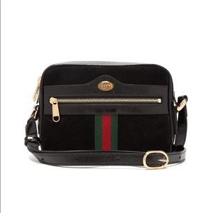 Brand New Gucci Black Suede Ophidia Mini Bag